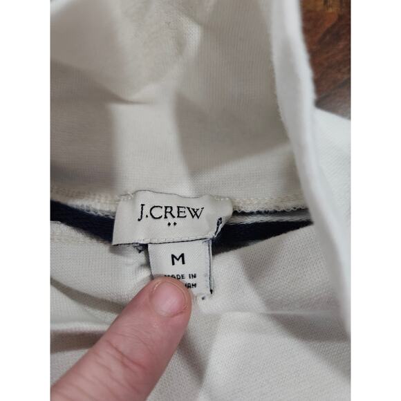 J Crew Womens M Blue White Striped Wide Button Collar Pullover Sweatshirt Breton - Picture 3 of 5